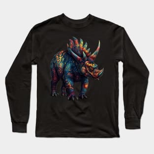 Colorful Horned Dino Long Sleeve T-Shirt